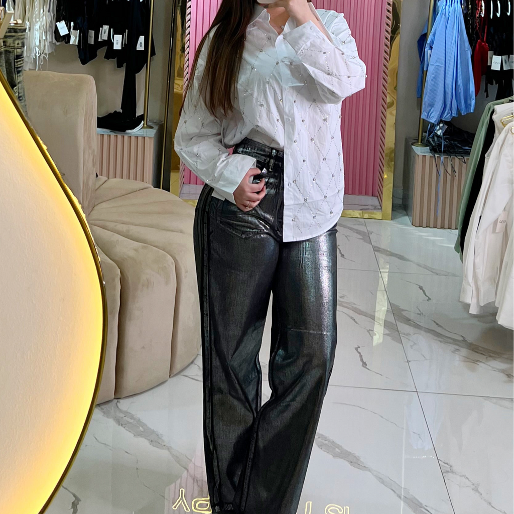 CAMISA OVERSIZED DE CRISTALES