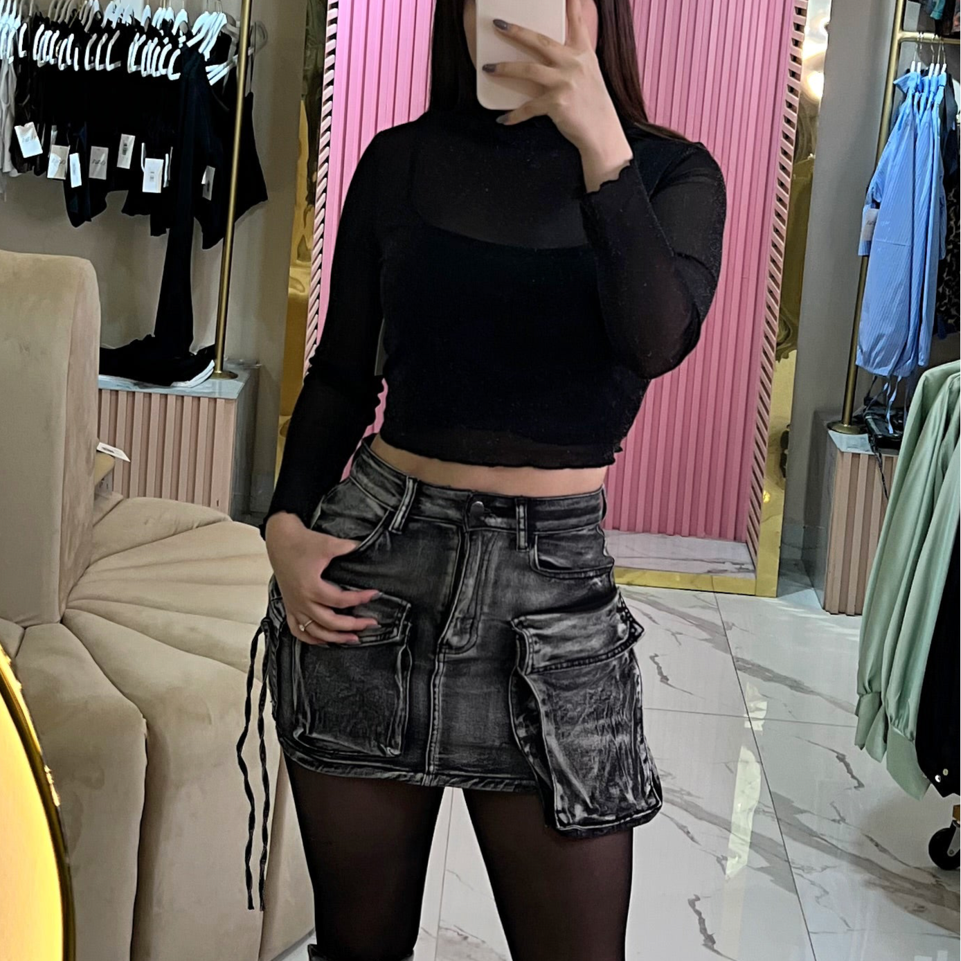 FALDA DENIM CARGO