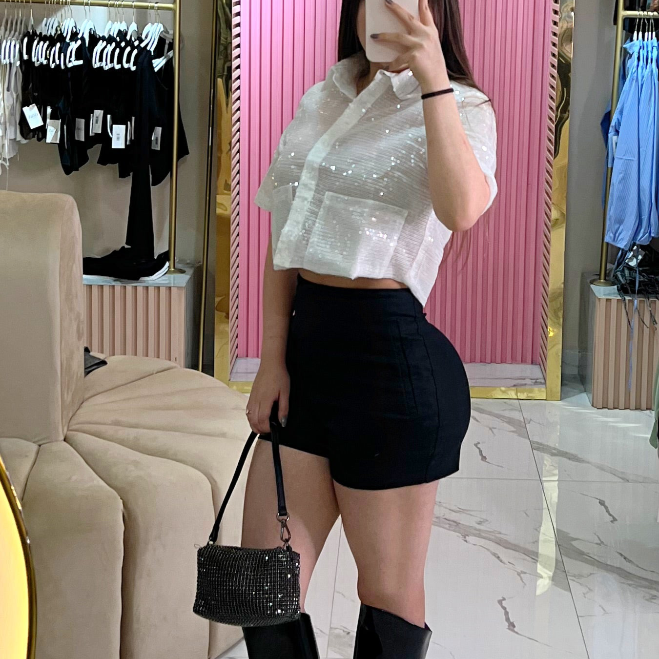 CAMISA CROP LENTEJUELA