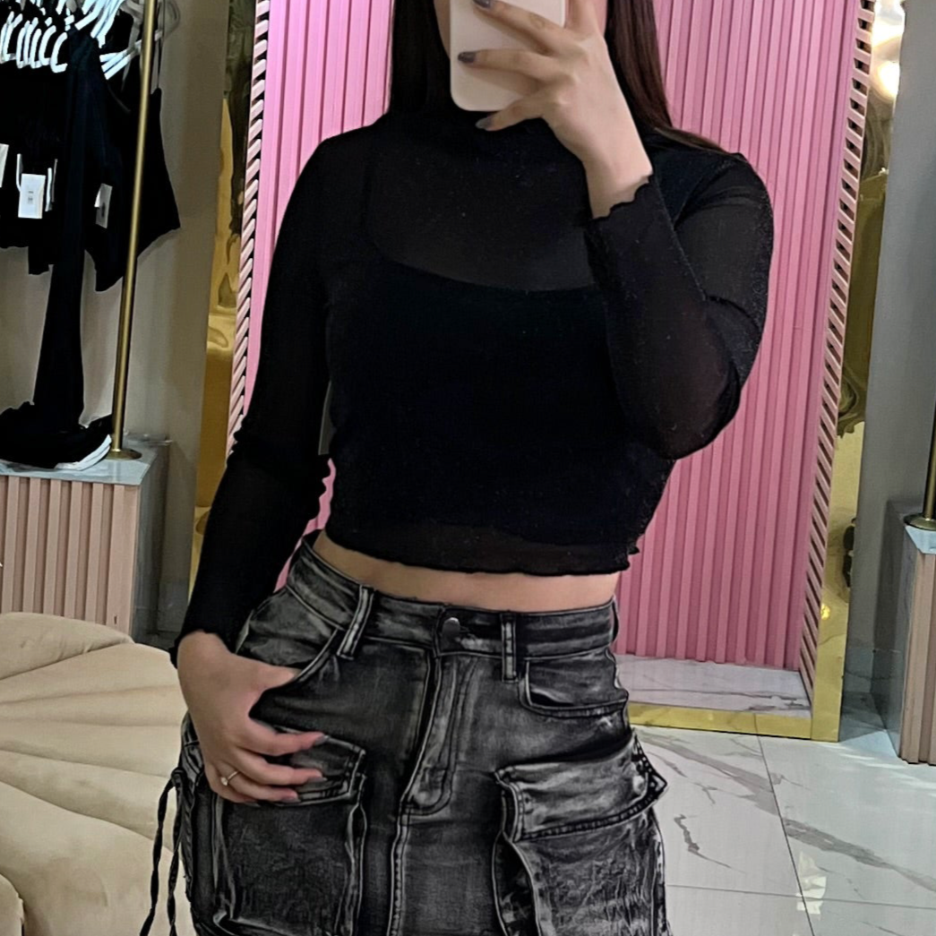 BLUSA MESH CON FORRO